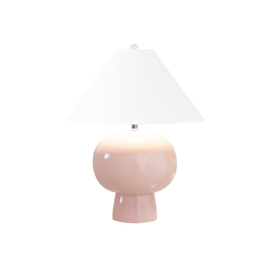 Worlds Away - Bulb Shape Ceramic Table Lamp With White Linen Coolie Shade In Blush - ANNIE BLUSH view 2