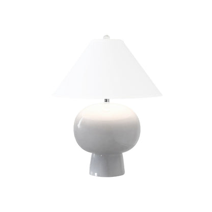 Worlds Away - Bulb Shape Ceramic Table Lamp With White Linen Coolie Shade In Light Grey - ANNIE LGRY view 2