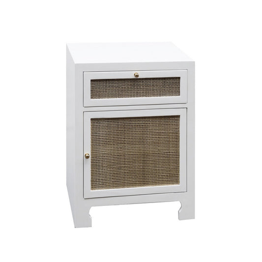 Worlds Away - Cabinet W Cane Door Front In White Lacquer  - RUTH WH view 1