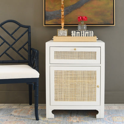 Worlds Away - Cabinet W Cane Door Front In White Lacquer  - RUTH WH view 4