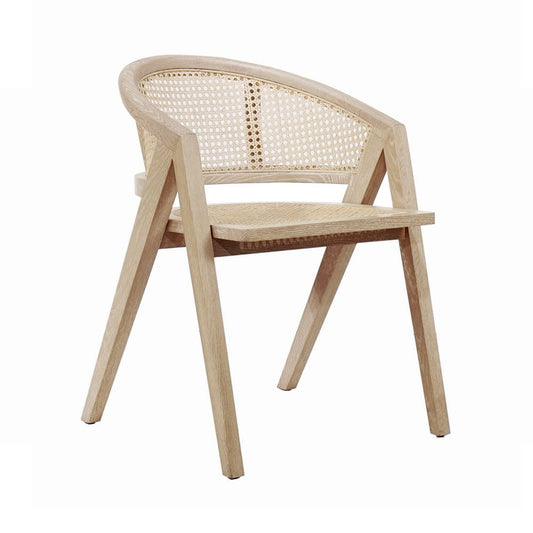 Worlds Away - Cane Barrel Back Dining Chair In Cerused Oak - AERO CO view 1