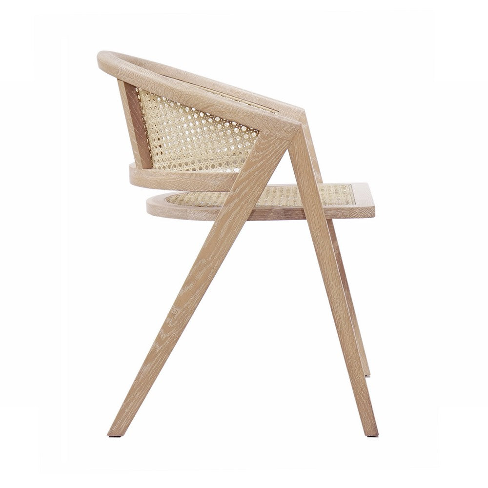 Worlds Away - Cane Barrel Back Dining Chair In Cerused Oak - AERO CO view 3