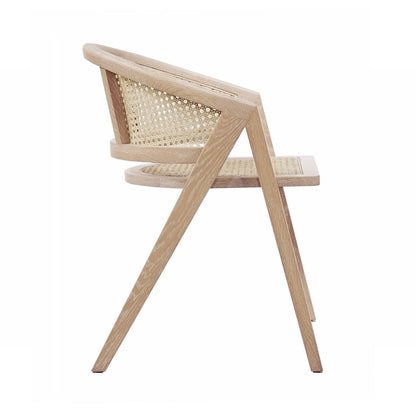 Worlds Away - Cane Barrel Back Dining Chair In Cerused Oak - AERO CO view 3