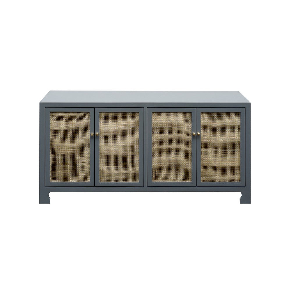Worlds Away - Cane Cabinet W. Brass Hardware In Grey Lacquer - SOFIA GRY view 2