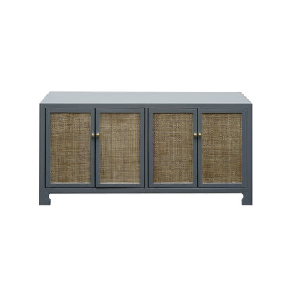 Worlds Away - Cane Cabinet W. Brass Hardware In Grey Lacquer - SOFIA GRY view 2