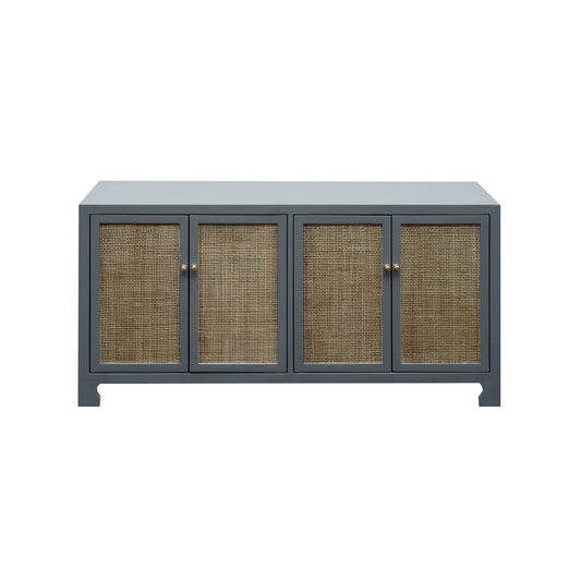 Worlds Away - Cane Cabinet W. Brass Hardware In Grey Lacquer - SOFIA GRY view 2