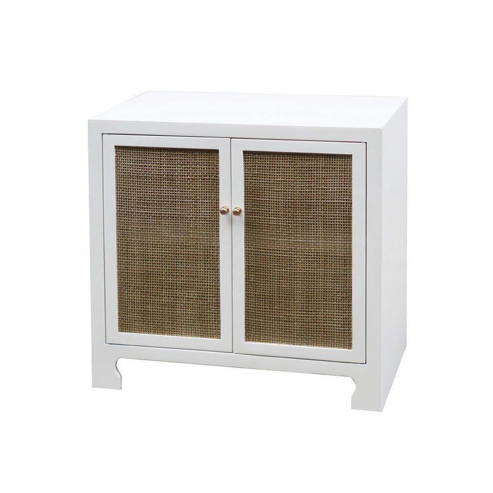 Worlds Away - Cane Cabinet W. Brass Hardware In Wh Lacquer - ALDEN WH view 1