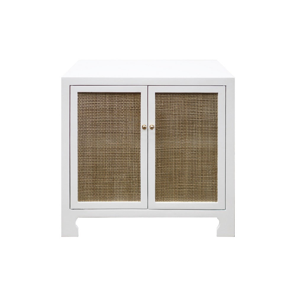 Worlds Away - Cane Cabinet W. Brass Hardware In Wh Lacquer - ALDEN WH view 2