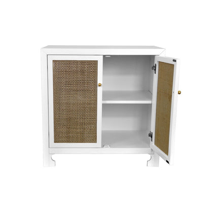 Worlds Away - Cane Cabinet W. Brass Hardware In Wh Lacquer - ALDEN WH view 3