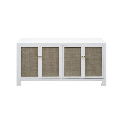 Worlds Away - Cane Cabinet W. Brass Hardware In White Lacquer - SOFIA WH view 2