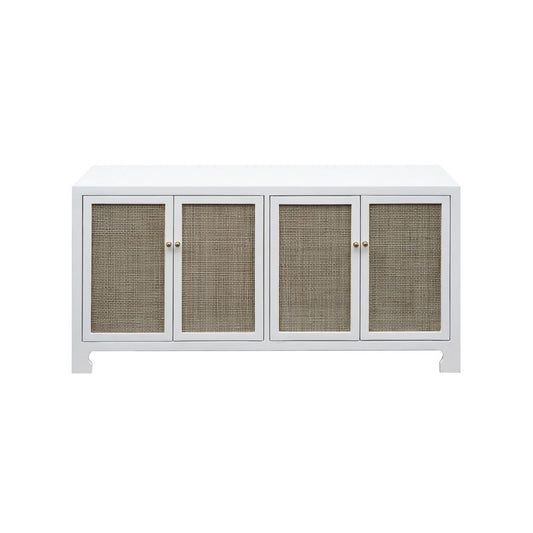 Worlds Away - Cane Cabinet W. Brass Hardware In White Lacquer - SOFIA WH view 2