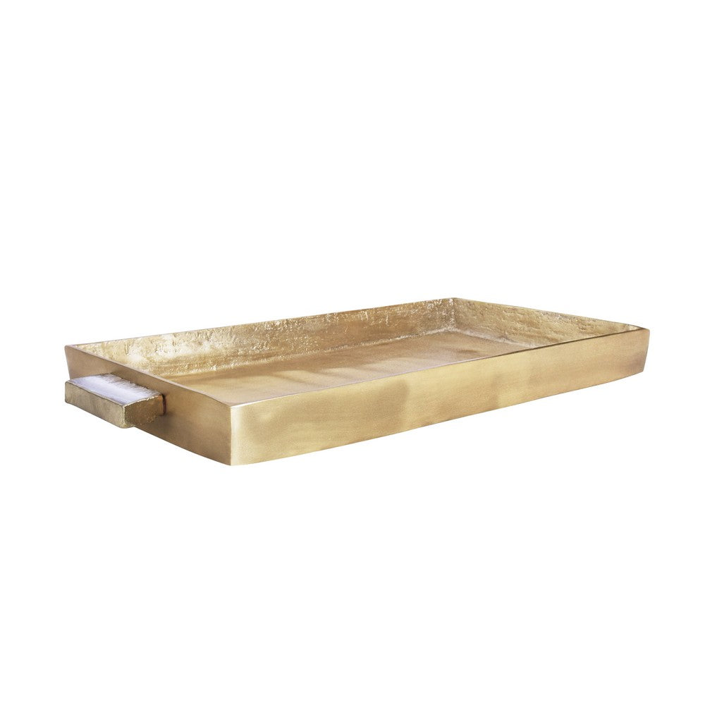 Worlds Away - Cast Metal Tray In Antique Brass Finish With Agate Handles - WHITT view 1