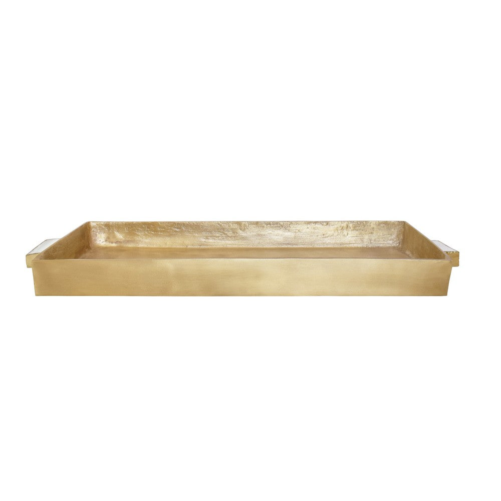 Worlds Away - Cast Metal Tray In Antique Brass Finish With Agate Handles - WHITT view 2
