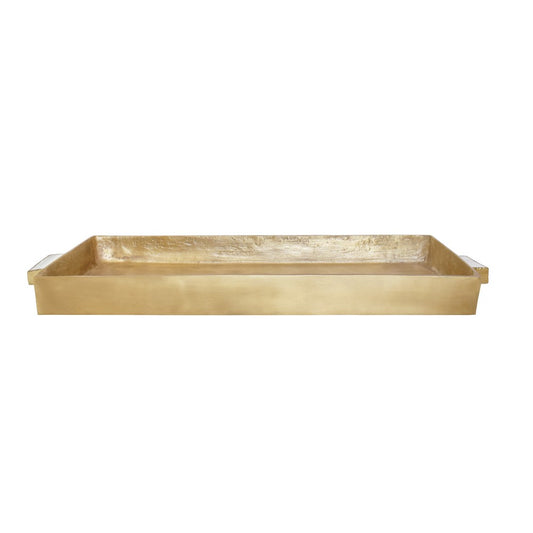 Worlds Away - Cast Metal Tray In Antique Brass Finish With Agate Handles - WHITT view 2