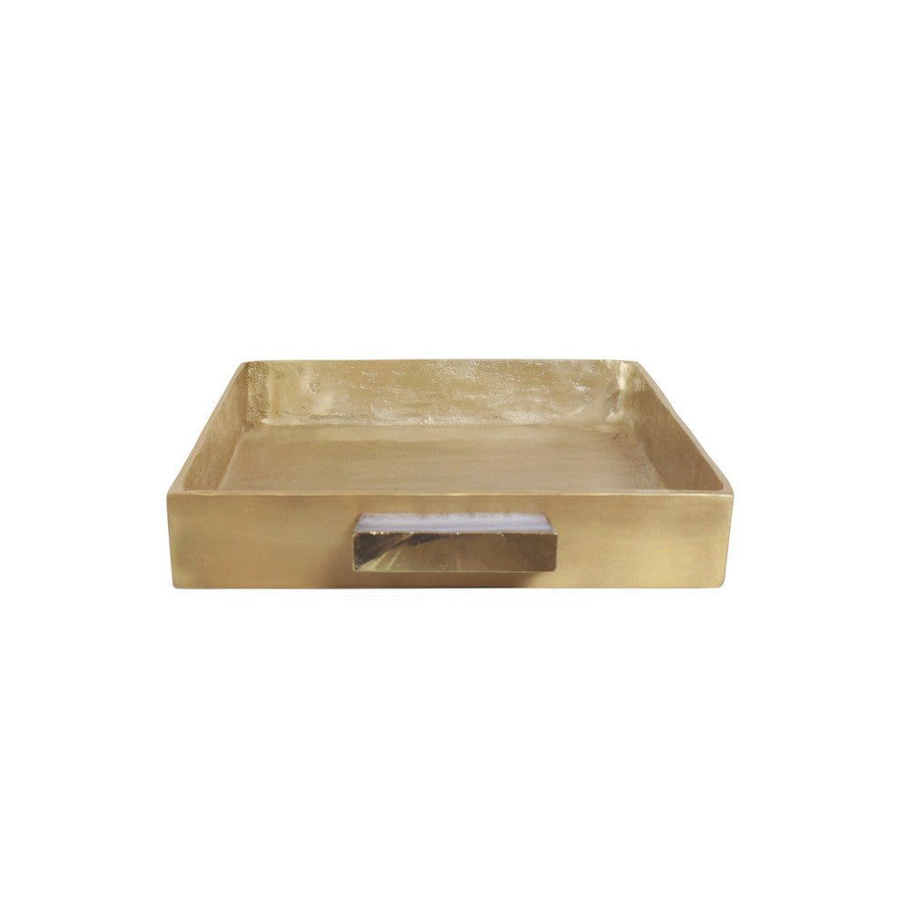 Worlds Away - Cast Metal Tray In Antique Brass Finish With Agate Handles - WHITT view 3