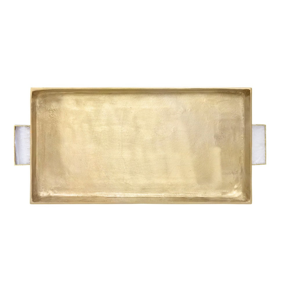 Worlds Away - Cast Metal Tray In Antique Brass Finish With Agate Handles - WHITT view 4