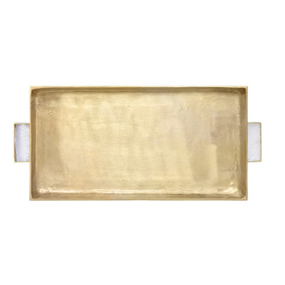 Worlds Away - Cast Metal Tray In Antique Brass Finish With Agate Handles - WHITT view 4