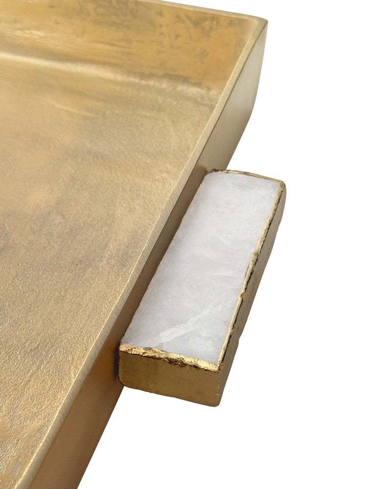 Worlds Away - Cast Metal Tray In Antique Brass Finish With Agate Handles - WHITT view 5