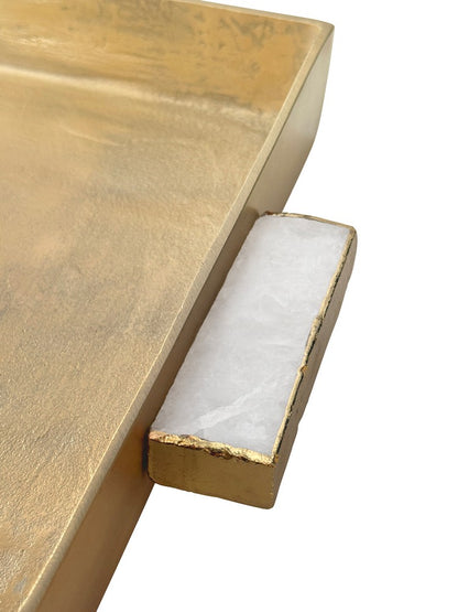 Worlds Away - Cast Metal Tray In Antique Brass Finish With Agate Handles - WHITT view 5