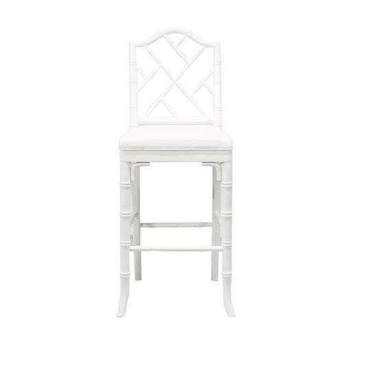 Worlds Away - Chippendale Style Bamboo Counter Stool In White Lacquer - ANNETTE WH view 1
