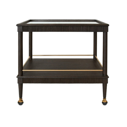 Worlds Away - Classic Bar Cart With Fluted Detail In Espresso Oak - DUBLIN ES view 2