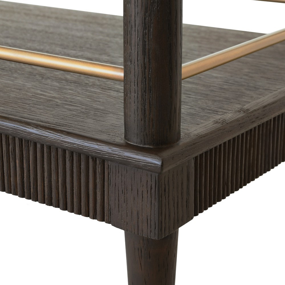 Worlds Away - Classic Bar Cart With Fluted Detail In Espresso Oak - DUBLIN ES view 3