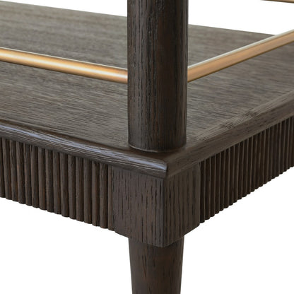 Worlds Away - Classic Bar Cart With Fluted Detail In Espresso Oak - DUBLIN ES view 3