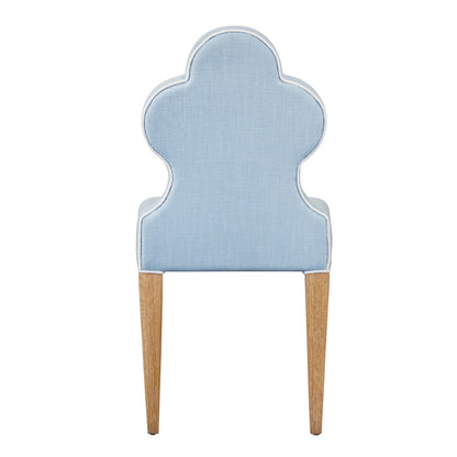 Worlds Away - Clover Back Dining Chair With Cerused Oak Legs Upholstered In Performance Light Blue Linen With White Linen Welt - ADELAIDE LB view 4