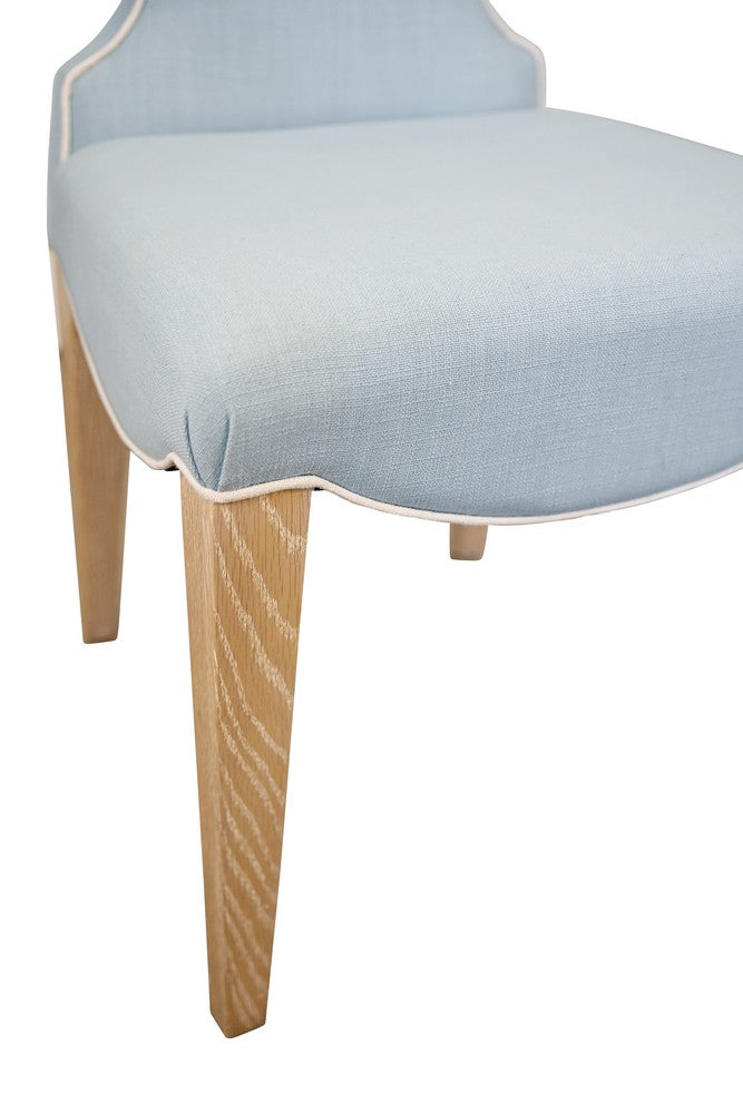Worlds Away - Clover Back Dining Chair With Cerused Oak Legs Upholstered In Performance Light Blue Linen With White Linen Welt - ADELAIDE LB view 5
