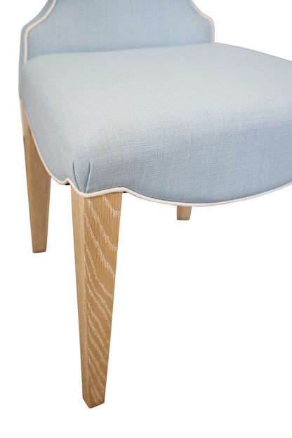 Worlds Away - Clover Back Dining Chair With Cerused Oak Legs Upholstered In Performance Light Blue Linen With White Linen Welt - ADELAIDE LB view 5