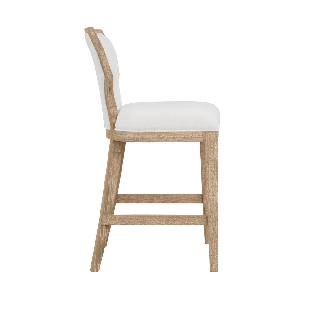 Worlds Away - Counter Stool With Curved Angle Back In Cerused Oak With Performance White Linen Upholstery - TALLY CS CO view 3