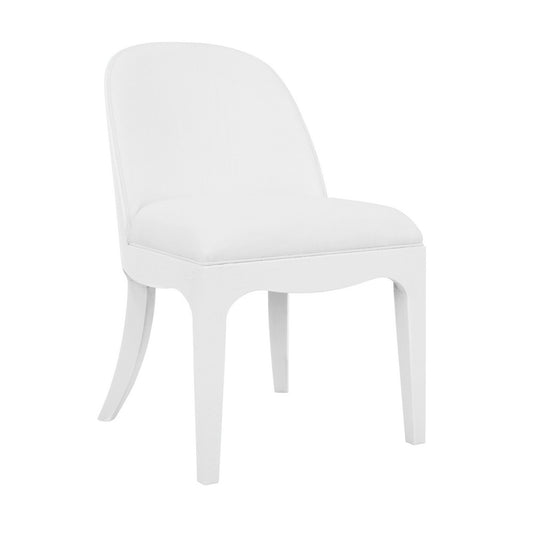 Worlds Away - Curved Dining Chair With Satin Brass Ring Hardware On Back In Performance White Linen Upholstery And Textured White Linen Frame - SADIE WH view 1