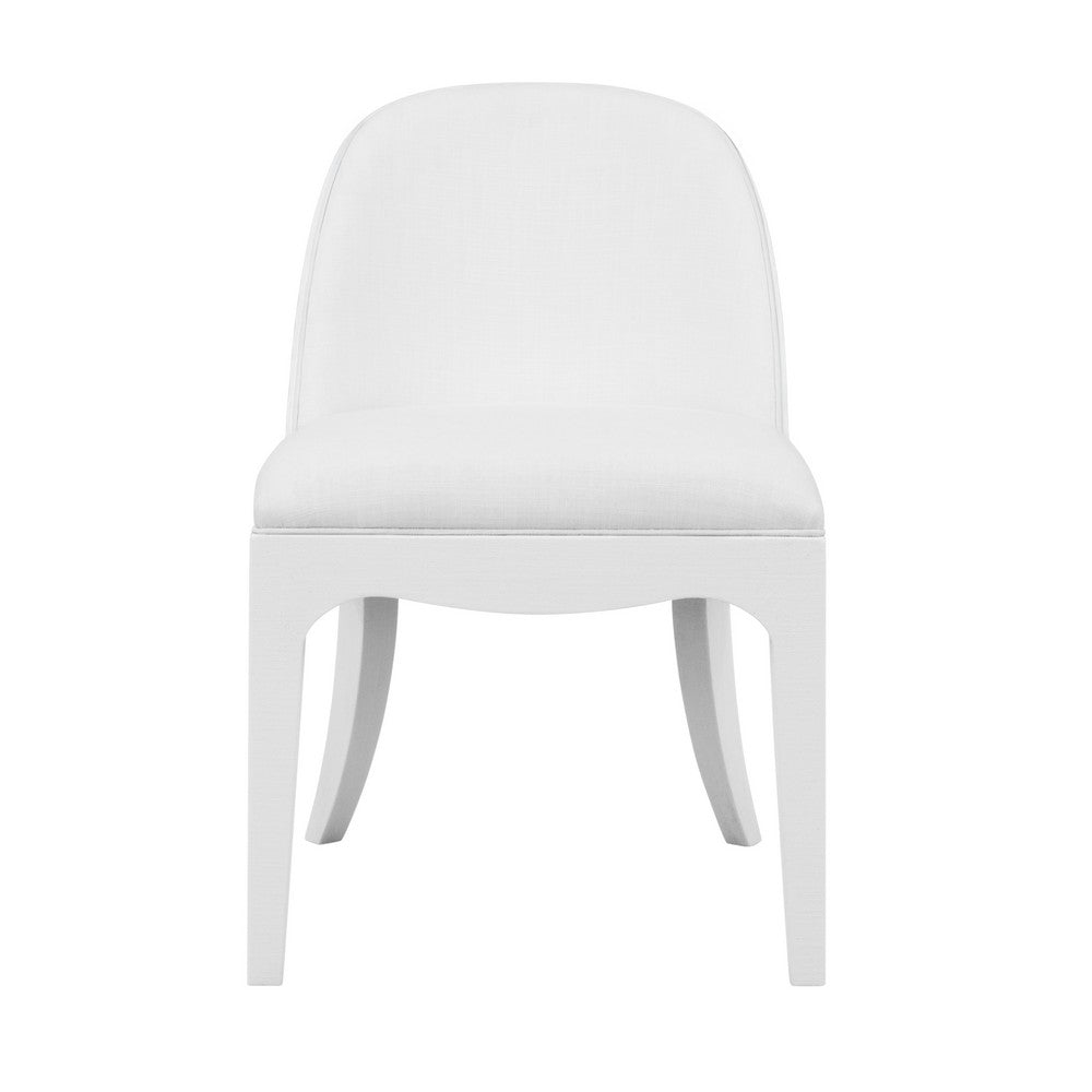 Worlds Away - Curved Dining Chair With Satin Brass Ring Hardware On Back In Performance White Linen Upholstery And Textured White Linen Frame - SADIE WH view 2