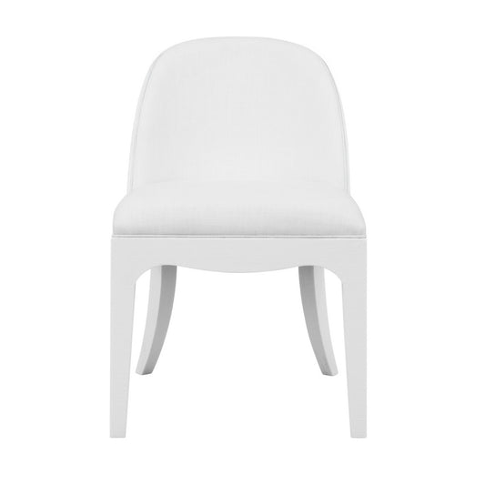Worlds Away - Curved Dining Chair With Satin Brass Ring Hardware On Back In Performance White Linen Upholstery And Textured White Linen Frame - SADIE WH view 2