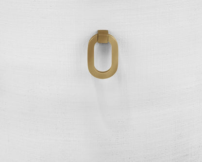 Worlds Away - Curved Dining Chair With Satin Brass Ring Hardware On Back In Performance White Linen Upholstery And Textured White Linen Frame - SADIE WH view 5