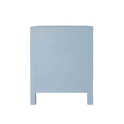 Worlds Away - Curved Front Side Table With Two Drawers In Light Blue Textured Linen With Satin Brass Ring Hardware - HELENA LB view 4