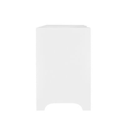 Worlds Away - Curved Front Side Table With Two Drawers In White Textured Linen With Satin Brass Ring Hardware - HELENA WH view 4