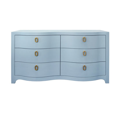 Worlds Away - Curved Front Six Drawer Chest In Textured Light Blue Linen - ROSIE LB view 2