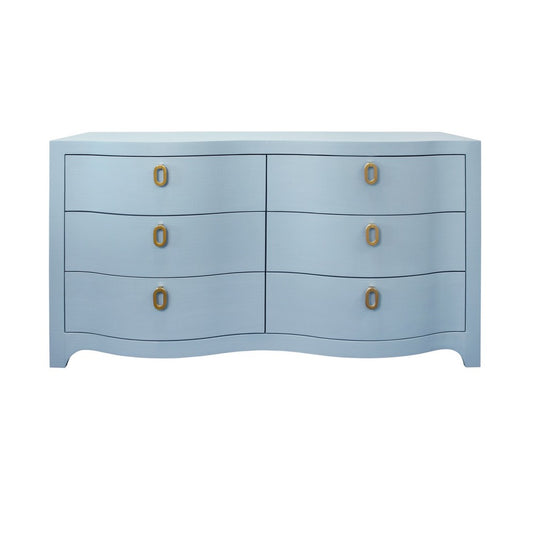 Worlds Away - Curved Front Six Drawer Chest In Textured Light Blue Linen - ROSIE LB view 2