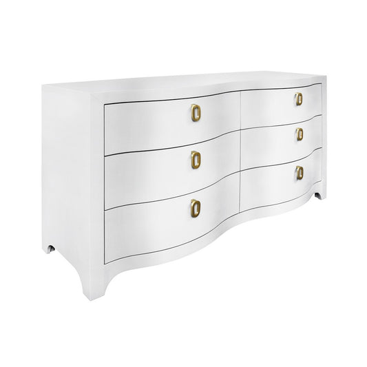 Worlds Away - Curved Front Six Drawer Chest In Textured White Linen - ROSIE WH view 1