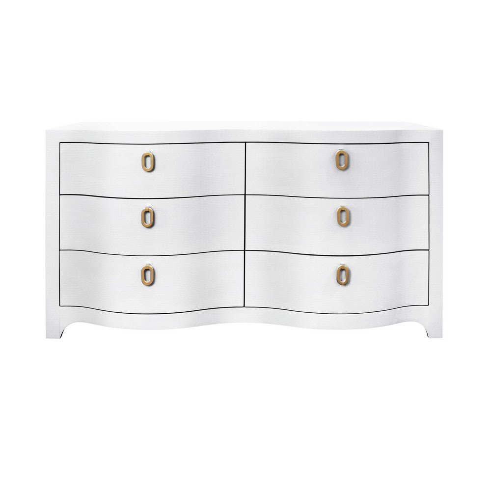 Worlds Away - Curved Front Six Drawer Chest In Textured White Linen - ROSIE WH view 2