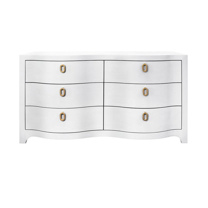 Worlds Away - Curved Front Six Drawer Chest In Textured White Linen - ROSIE WH view 2