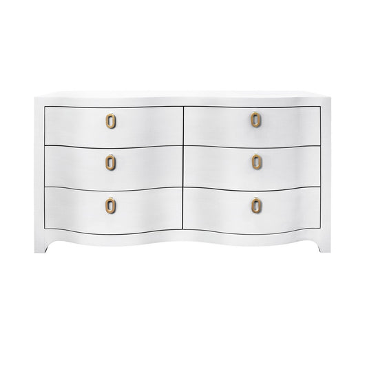 Worlds Away - Curved Front Six Drawer Chest In Textured White Linen - ROSIE WH view 2