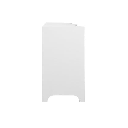 Worlds Away - Curved Front Two Door Three Drawer Buffet In Textured White Linen With Satin Brass Ring Hardware - PAULINA WH view 5