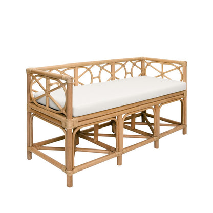 Worlds Away - Decorative Bench With Performance Ivory Cushion In Rattan - FERGUSON NAT view 1