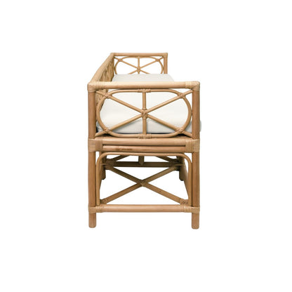 Worlds Away - Decorative Bench With Performance Ivory Cushion In Rattan - FERGUSON NAT view 3