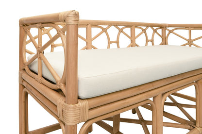 Worlds Away - Decorative Bench With Performance Ivory Cushion In Rattan - FERGUSON NAT view 4