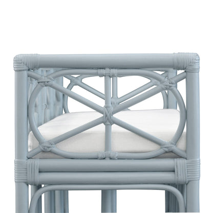 Worlds Away - Decorative Bench With Performance Ivory Cushion In Rattan In Light Blue - FERGUSON LB view 4