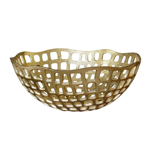 Worlds Away - Decorative Bowl With Organic Open Design In Textured Brass Finish - SIERRA view 1