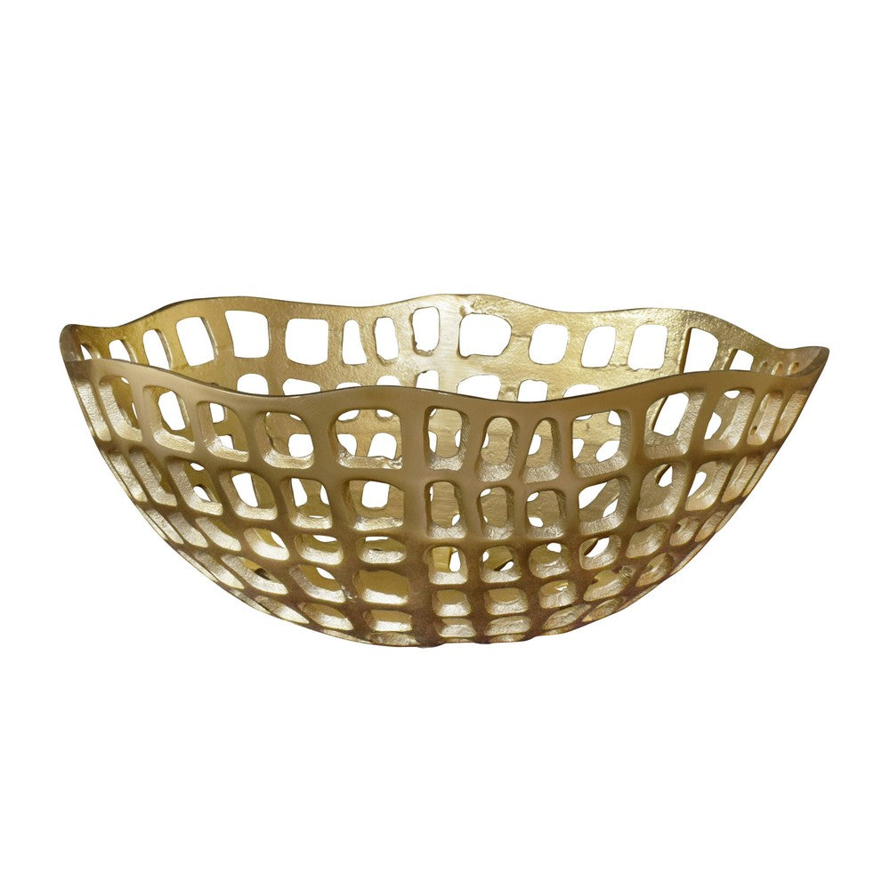 Worlds Away - Decorative Bowl With Organic Open Design In Textured Brass Finish - SIERRA view 2